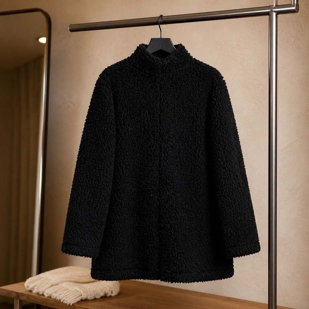 Banana Republic Women's Black Full-Zip Teddy Fleece Jacket #1162